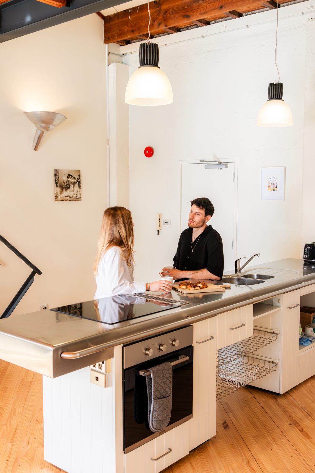 Preparing food at the loft's full kitchen